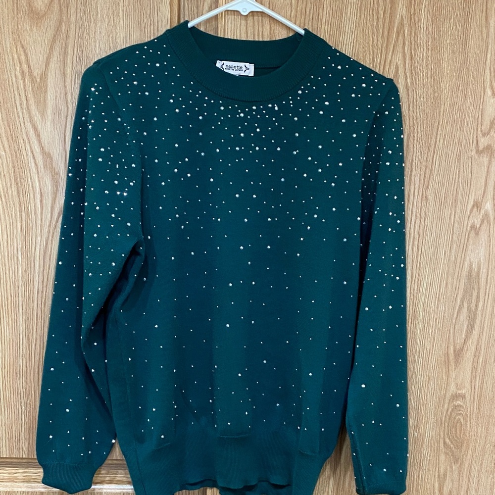 Green Sweater With Silver Studs - image 1